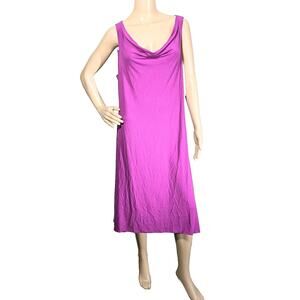 Eileen Fisher Size Large Sleeveless Purple Dress Jersey Knit Stretch